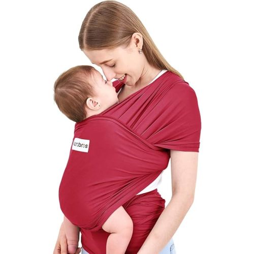 Acrabros Baby Wrap Carrier,Hands Free Baby Carrier Sling,Lightweight,Breathable,Softness,Perfect for Newborn Infants and Babies Shower Gift,Royal Red