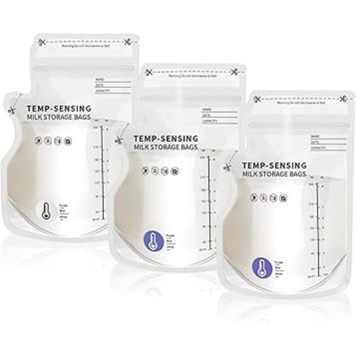 Breastmilk Storage Bags, 8 OZ Temp-Sensing Color Change, 120 Count Milk Storage Bags Breastmilk with Pour Spout, Milk Bag with Self Standing for Breastfeeding, No Leak Presterilized for Freezer