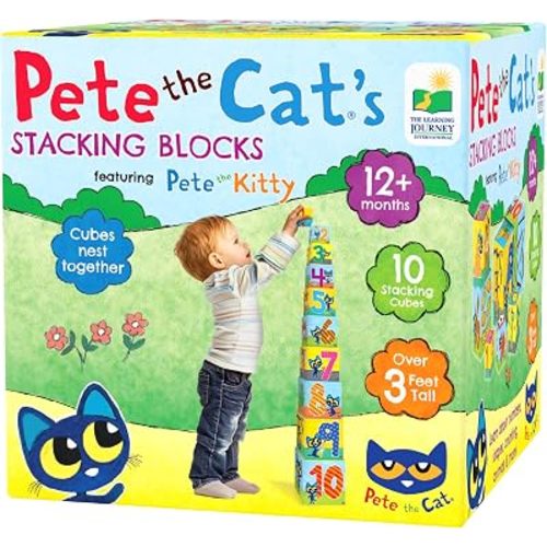The Learning Journey Pete the Cat Stacking Blocks – 10 Colorful Nesting Cubes – Educational Toddler Toy for Ages 12 Months+ – STEM Learning & Developmental Play