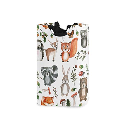 senya Large Laundry Basket Shopping Foldable Clothes Bag Collapsible Fabric Laundry Hamper Folding Washing Bin (New Woodland Animal)