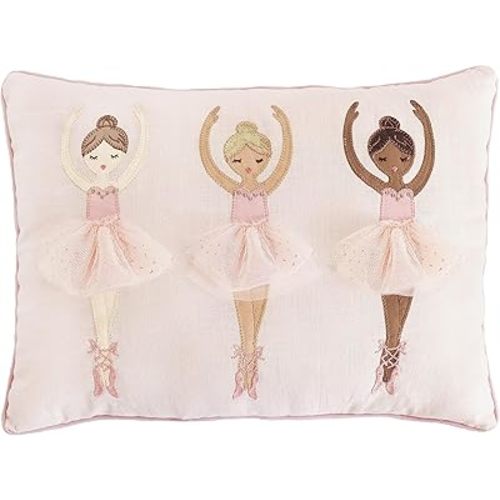 MON AMI Ballerina Girls Decorative Lumbar Pillow – 16x12”, Dancing Ballerina Throw Pillow for Girls, Kids of All Ages, Room Décor