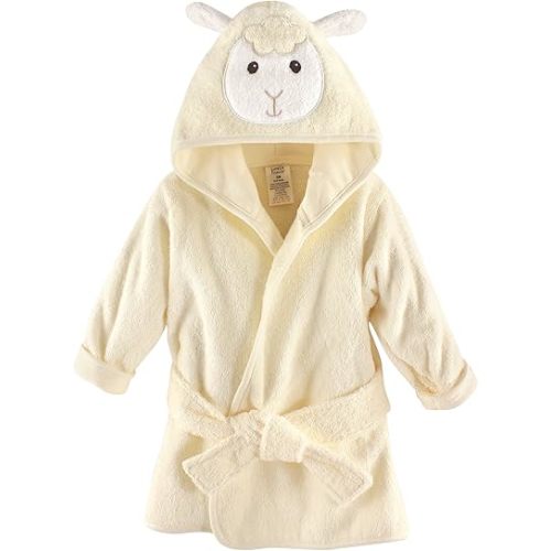 Luvable Friends Unisex Baby Cotton Animal Face Bathrobe, Lamb, One Size