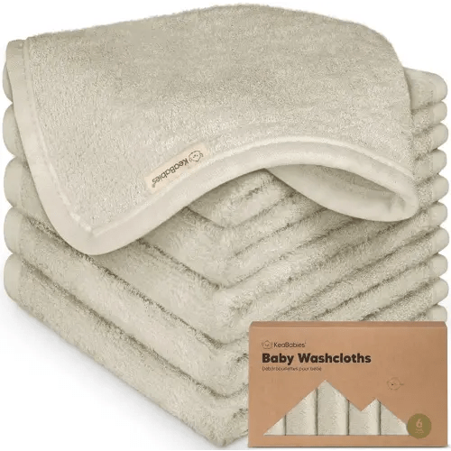 6-Pack Baby Washcloths - Soft Viscose from Bamboo Washcloth, Baby Wash Cloths for Newborn, Kids, Bath Baby Towels, Face Towel, Face Cloths for Washing Face (Stone)
