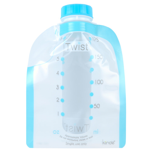 Kiinde Twist Cap Breast Milk Storage Bags, 6 Ounce, 40 Pack - Freezer Safe, Baby Feeding Bottle Compatible