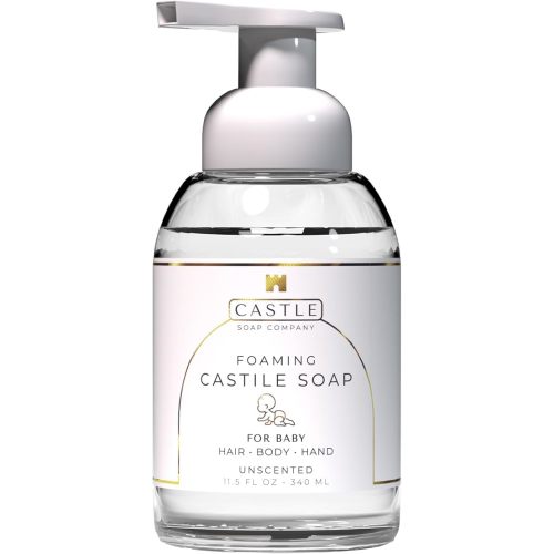 Foaming Baby Castile Soap | 3-In-1 Uses: Hair, Body, Hand | Nourishing Coconut Oil Formula | Formulated For Newborns, Sensitive & Delicate Skin | Hydrating Foam | 11.5 oz | Unscented