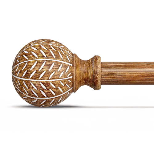 Yokila Farmhouse Brown Curtain Rods for Windows 18 to 60 Inches Adjustable Length Heavy Duty 1" Diameter Single Window Curtain Rod with Decorative Finials for Bedroom Living Room Kitchen Outdoor