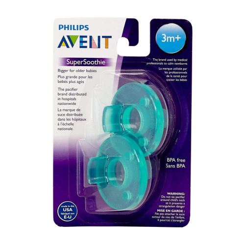 Philips Avent Super Soothie Pacifier, Green, 3+ months, 2 Pack, SCF192/05