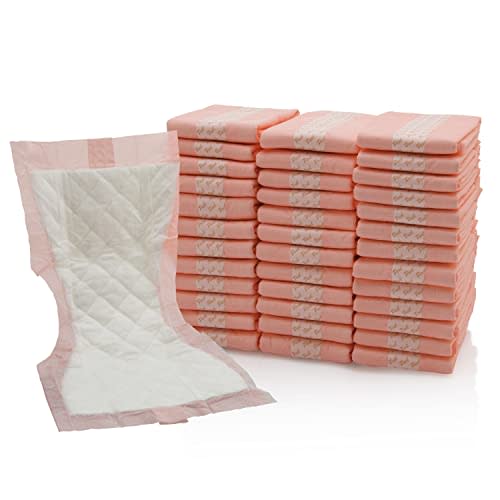 Vakly Extra Large Super-Absorbent Contoured Hospital Style Pad Liners [Pack of 40] 7" Wide X 14" Long - Maternity Pads for Heavier Post Birth Protection - Incontinence Liners 7x14 inches