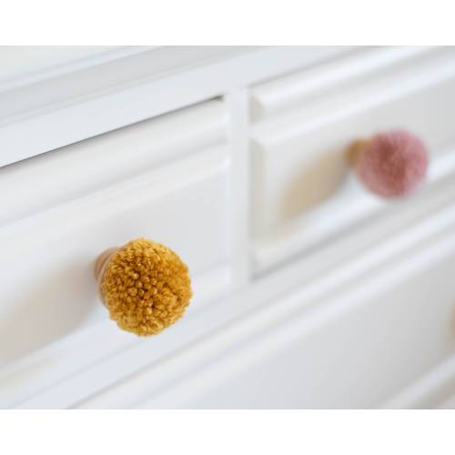 CUSTOM SOLID Pom Pom Dresser Knob Drawer Cabinet Pulls | Nursery and Boho Bedroom Decor | Baby Bedroom New Mom Baby Shower Handmade Gift