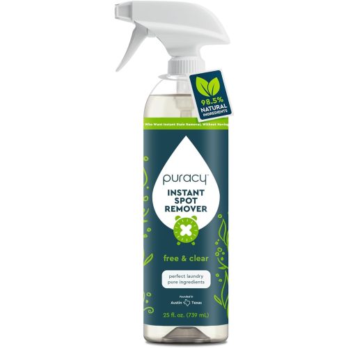 Puracy Laundry Stain Remover for Clothes Laundry - Carpet Stain Remover Carpet Spot Cleaner Couch Stain Remover - Clothes Spray, Free & Clear - Instant Spot Remover, 25 Fl Oz (Pack of 1)