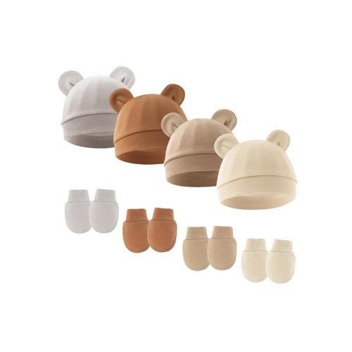 AMMENGBEI Baby Hat Mittens Newborn Hats for Boys Baby Hats 0-6 Months Beanie Caps
