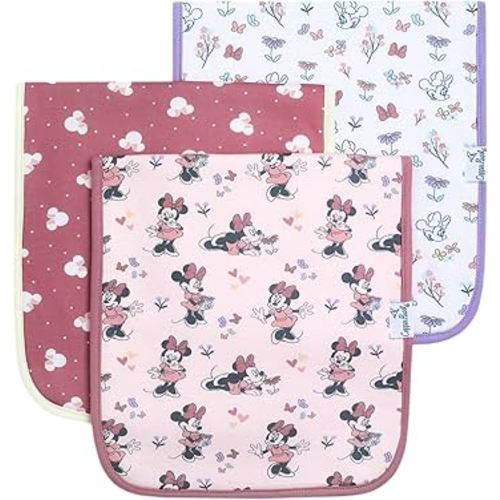 Amazon.com : Baby Burp Cloth Large 21''x10'' Size Premium Absorbent Triple Layer 3-Pack Gift Set "Minnie Mouse" by Copper Pearl : Baby