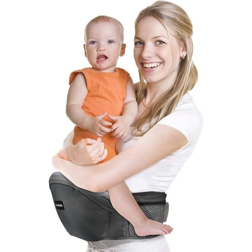 Baby Hip Carrier Doctor Recommended,Hip Carrier for Baby All Body Types,Baby Waist Carrier Hip Seat for 7-44 Lbs, Ergonomic,Easy to Put On, Ideal for Hands-Free Parenting,Lumbar Support (Grey)