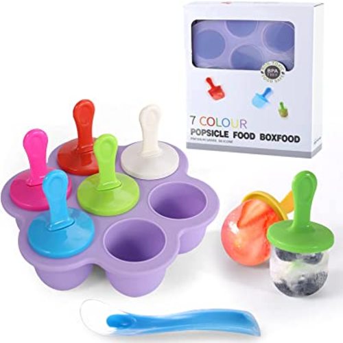 Silicone Popsicle Molds, Ice Pop Molds, Storage Container for Homemade Food, Kids Ice Cream DIY Pop Molds - BPA Free (Purple)