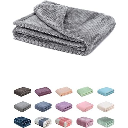 Fuzzy Blanket or Fluffy Blanket for Baby, Soft Warm Cozy Coral Fleece Toddler, Infant or Newborn Receiving Blanket for Crib, Stroller, Travel, Decorative (28Wx40L, XS-Flint Gray)