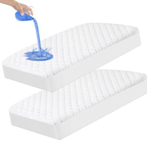 2 Pack Toddler Waterproof Crib Mattress Protectors, Quilted & Breathable Fitted Crib Pad Cover - NTBAY
