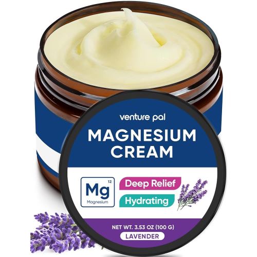 Venture Pal Magnesium Lotion, Topical Magnesium Cream for Sleep, Leg Cramps & Pain, Muscle Relaxation, Calm, Moisturizing Supplement with Coconut Oil, Shea Butter & Hyaluronic Acid, Safe for Kids
