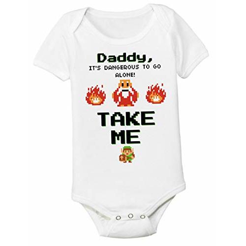Link Daddy Dad Funny Old School Gamer Fathers Day Gift Baby Bodysuit 3-6 Month Onesie Nerd Parents Infant Shirt Dangerous to go Alone ZELD36SS