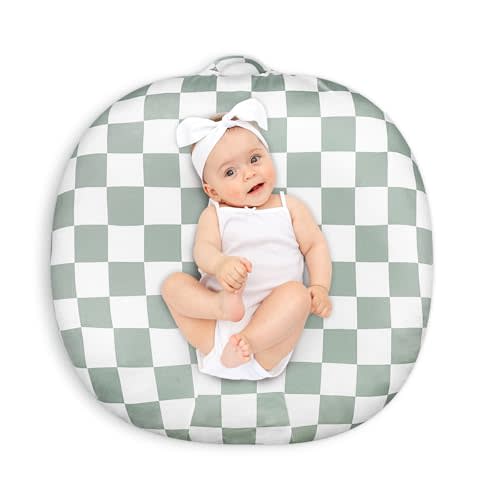 DILIMI Newborn Lounger Cover Removable Cover Ultra Soft Comfortable Baby Lounger Slipcover Removable Cover for Infant Lounger Pillow, Green Checkerboard (Lounger Not Included)