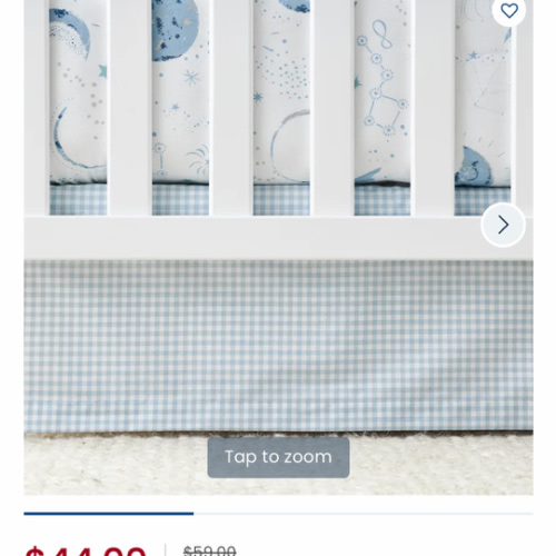 Ditsy Gingham Classic Cool Organic Cotton Percale Tailored Crib Skirt