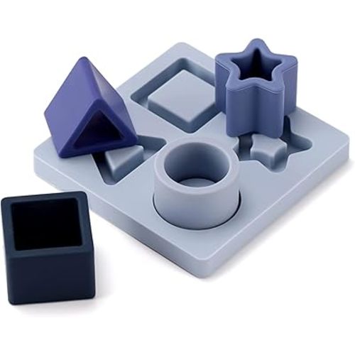 Haakaa Baby Silicone Shape Puzzle & Teething Toys, Stacking Blocks Montessori Toys for 3M+ Babies, BPA-Free. Starlight