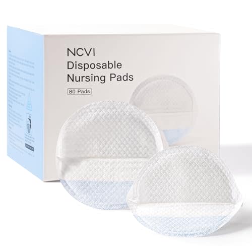 NCVI Disposable Nursing Pads, Breastfeeding Pads for Leaking Milk, Stay Dry & Ultra Absorbent, Breast Pads with Leak-Proof Design, Nipple Pads Thin and Soft, 80 Count