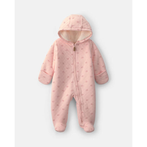 Baby Girl Sheep Teddy Fleece Long-Sleeve Jumpsuit - Pink | Carter's