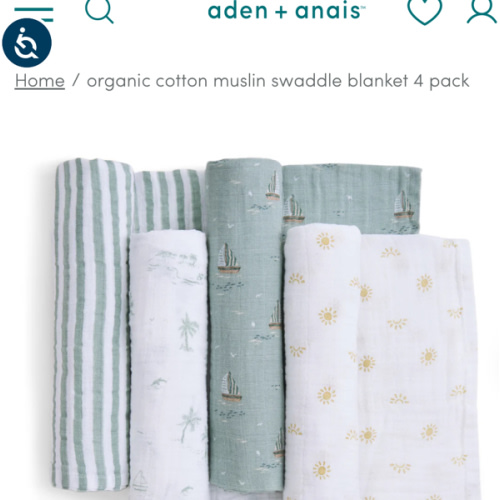 aden + anais Organic Cotton Muslin Swaddles in Sailing Seas 4 Pack