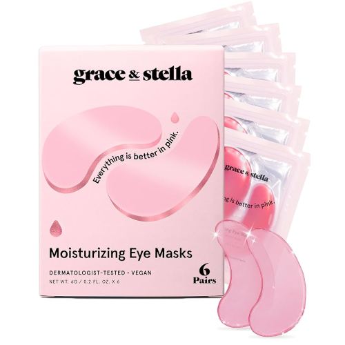 grace & stella Award Winning Under Eye Mask - Reduce Dark Circles, Puffy Eyes, Undereye Bags, Wrinkles - Gel Under Eye Patches - Gifts for Mom - Vegan Cruelty-Free Self Care (Pink, 6 Pairs)