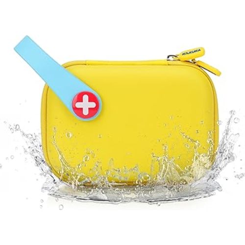 Mini First Aid Kit, 113 Pc. Water-Resistant Hard Toddler Kids Small Cute Case for Car, Home - TSA-Approved Travel Size