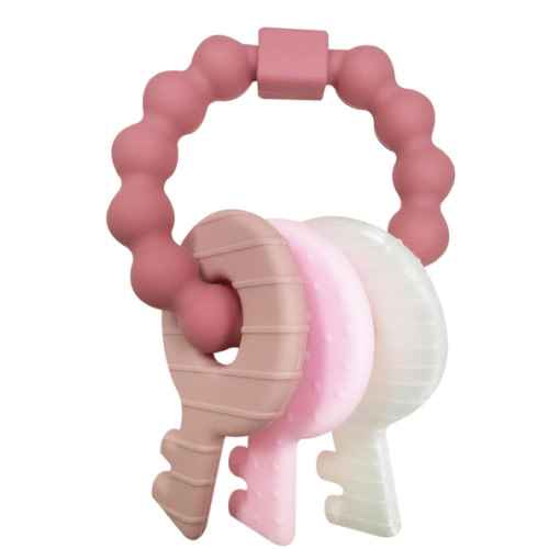 YAPROMO Teething Keys for Baby 3-18 Months, Infants/Toddlers Sensory Chew Toys, Cute Teether Keys for Baby Girl, Soft Silicone Teether Toys BPA Free