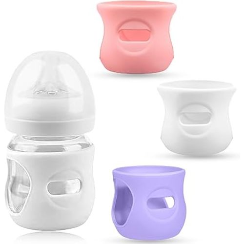 3 Pack Silicone Sleeve for Philips Avent Glass Bottle,Anti Breakage Baby Bottle Holder for Avent Natural Glass Baby Bottles 8 oz & 4 oz(Mix-3pcs/4 Ounce)