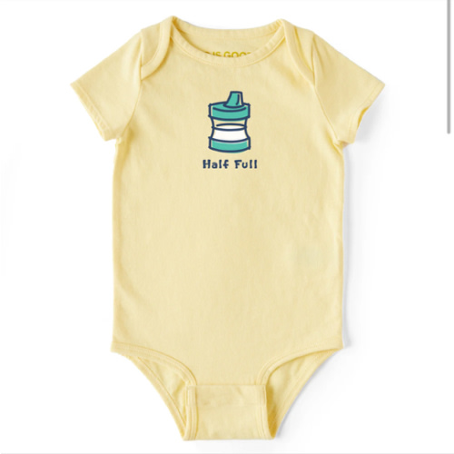 Infant Half Full Sippy Cup Short Sleeve Crusher Baby Bodysuit | Shop Life is Good