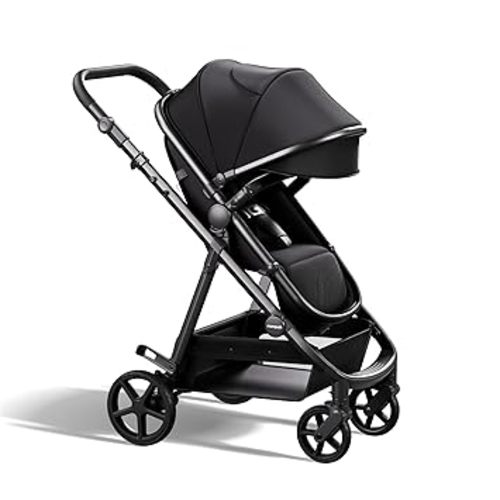 Mompush Baby Stroller, Convertible 2-in-1 with Bassinet Option, Infant Car Seat Compatible, Includes Adapter - Sturdy Full-Size Infant Stroller for Family Adventures