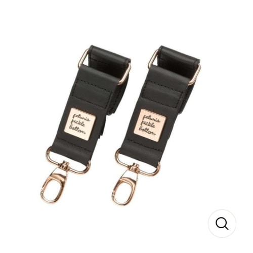 Valet Stroller Clips in Black Leatherette - Rose Gold