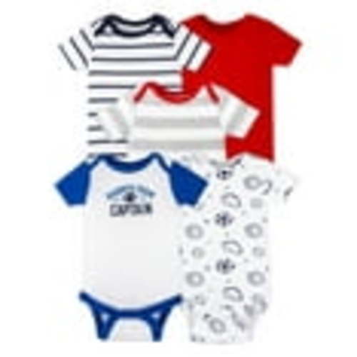 Little Star Organic Baby Boy 5 Pk Short Sleeve Bodysuits, Size Newborn-24 Months