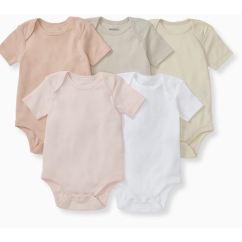 Solid Organic Cotton Short Sleeve Baby Bodysuits 5 Pack Ash