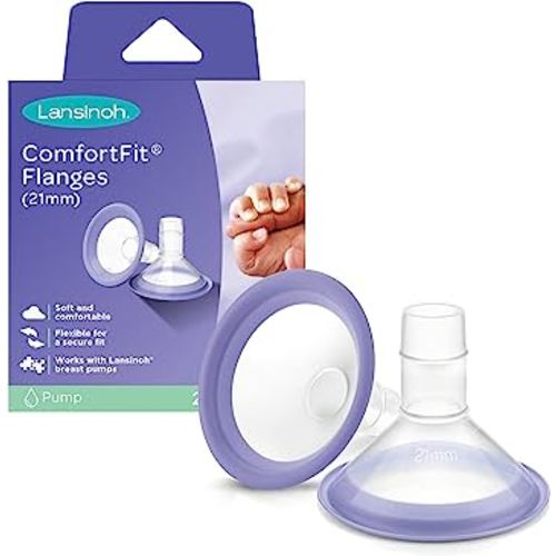 Lansinoh ComfortFit Breast Pump Flanges, Size 21mm, 2 Count