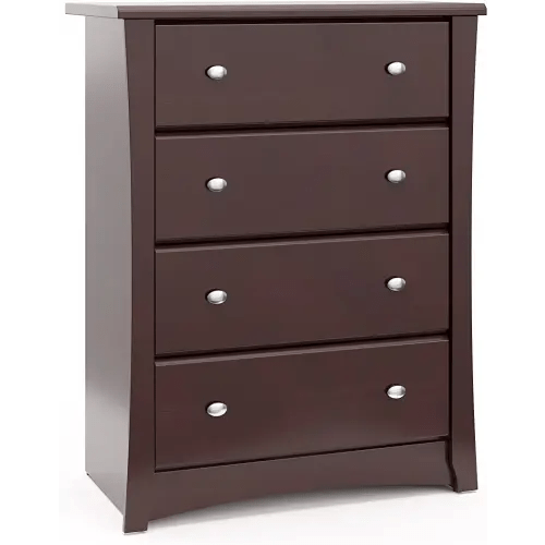Storkcraft Crescent 4 Drawer Chest (Espresso) – GREENGUARD Gold Certified, Easy-to-Match Chest of Drawers for Nursery and Kids Bedroom, Dresser Organizer for Children’s Bedroom
