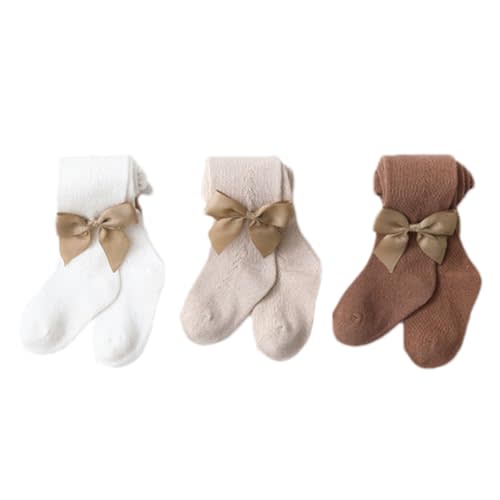 WATOCHE Baby Toddler Girl's Tights 3/4/5 Pack Cable Knit Leggings Little Girls Seamless Stockings Bows Cotton Pantyhose
