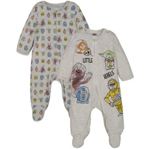 Star Wars Chewbacca R2- D2 Darth Vader Stormtrooper Baby 2 Pack Zip Up Long Sleeve Sleep N' Play Coveralls Newborn to Infant, Color: Little rebels, Size: newborn