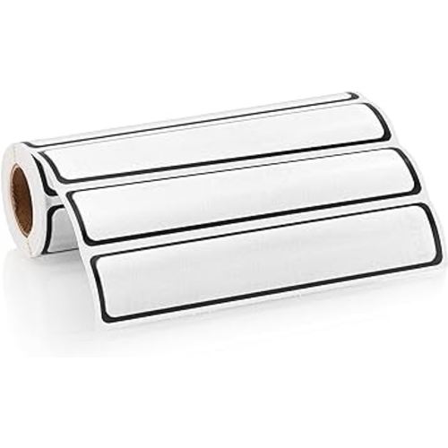 Carstens Adhesive Sticker Labels, 5 3/8” x 1”, Binder Labels for 1” Ring Binder Spines, White, Roll of 200