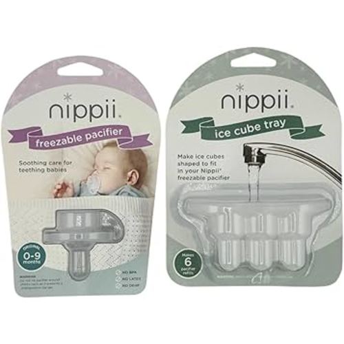 Original Freezable Teether Pacifier & Ice Cube Tray Bundle | BPA Free Medical Grade Silicone | Babies 0-9 Months | Baby Teething Relief | Made in USA | Cold Teether | Teething Pacifier