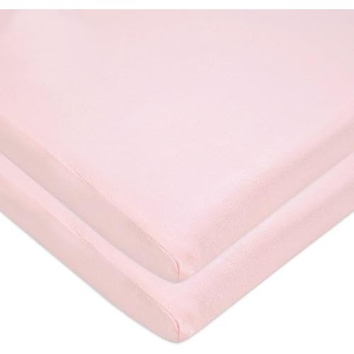 American Baby Company 2 Pack 100% Cotton Knit Fitted 18" x 36" Cradle/Bassinet Sheet - Compatible with Mika Micky Bassinet, Pink, Soft Breathable, for Girls