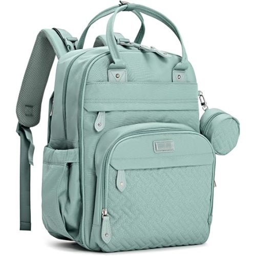 BabbleRoo Diaper Bag Backpack - Baby Essentials Travel Bag - Multi function Waterproof Diaper Bag, Travel Essentials Baby Bag with Changing Pad, Stroller Straps & Pacifier Case – Unisex, Sage Green