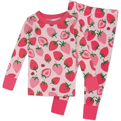 HonestBaby 2-Piece Pajamas Sleepwear Pjs 100% Organic Cotton for Infant Baby and Toddler Girls