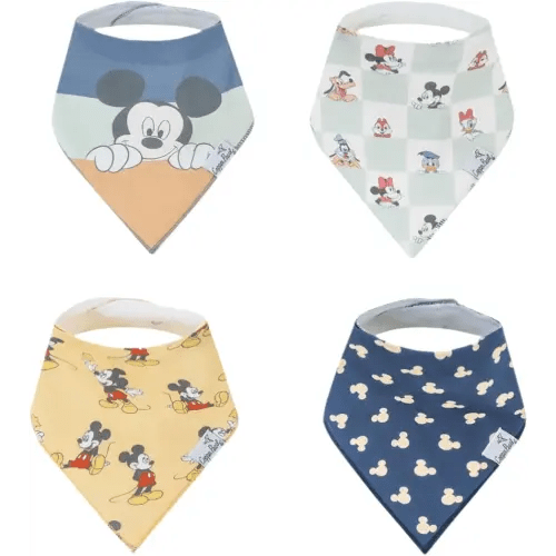 Copper Pearl Baby Bandana Drool Bibs for Drooling and Teething 4 Pack Gift Set Mickey Mouse & Friends