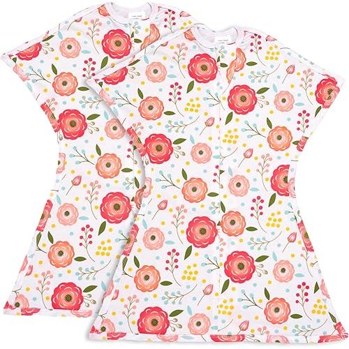SleepingBaby Zipadee-Zip Transition Swaddle - Cozy Baby Swaddle Blanket with Zipper Convenience - Roomy Wearable Blanket for Easy Diaper Changes - Pretty Poppy, Medium (6-12 Month) - 2 Pack