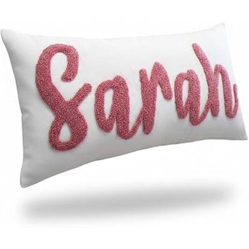 mia'spillow lab Custom Embroidered Name Pillow – Personalized Decorative Cushion for Bedroom, Living Room, or Nursery – Handmade Gift for Kids, Teens & Adults – Wide Range of Size & Color Options