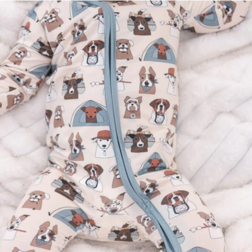 Camp Paws (Convertible Zip Footies) - Blue